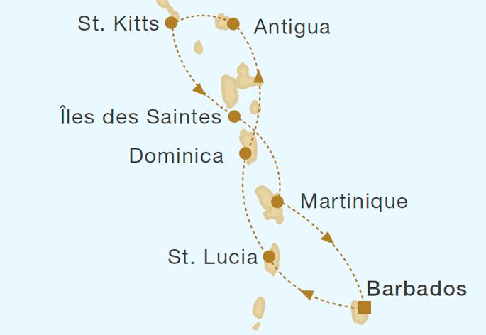 Royal Clipper - Windward Islands New Years Cruise 7 Nights Itinerary Map