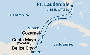6-Day Western Caribbean with Mexico Holiday Itinerary Map