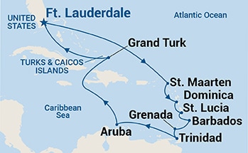 14-Day Circle Caribbean Itinerary Map