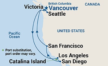 11-Day Classic California Coast Itinerary Map